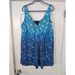 Swimsuits For All Blue Ombre Chevron Tankini Swim‎ Dress Size 28 NWTs beachy